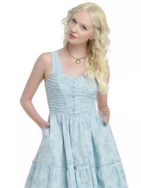 Hot Topic Light Blue Pintuck Midi Dress